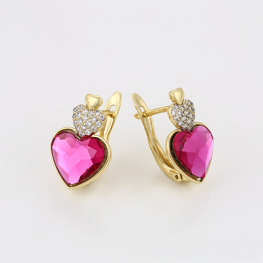 Pendientes de Aleación Bañado en Oro con Cristal Emporia® Rosa y Cristal Emporia® Blanco 3 