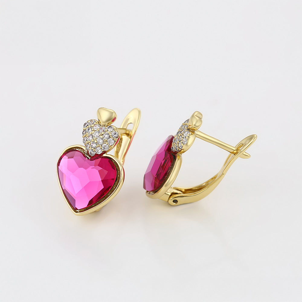 Pendientes de Aleación Bañado en Oro con Cristal Emporia® Rosa y Cristal Emporia® Blanco 4 