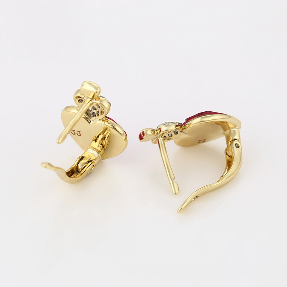 Pendientes de Aleación Bañado en Oro con Cristal Emporia® Rosa y Cristal Emporia® Blanco 5 