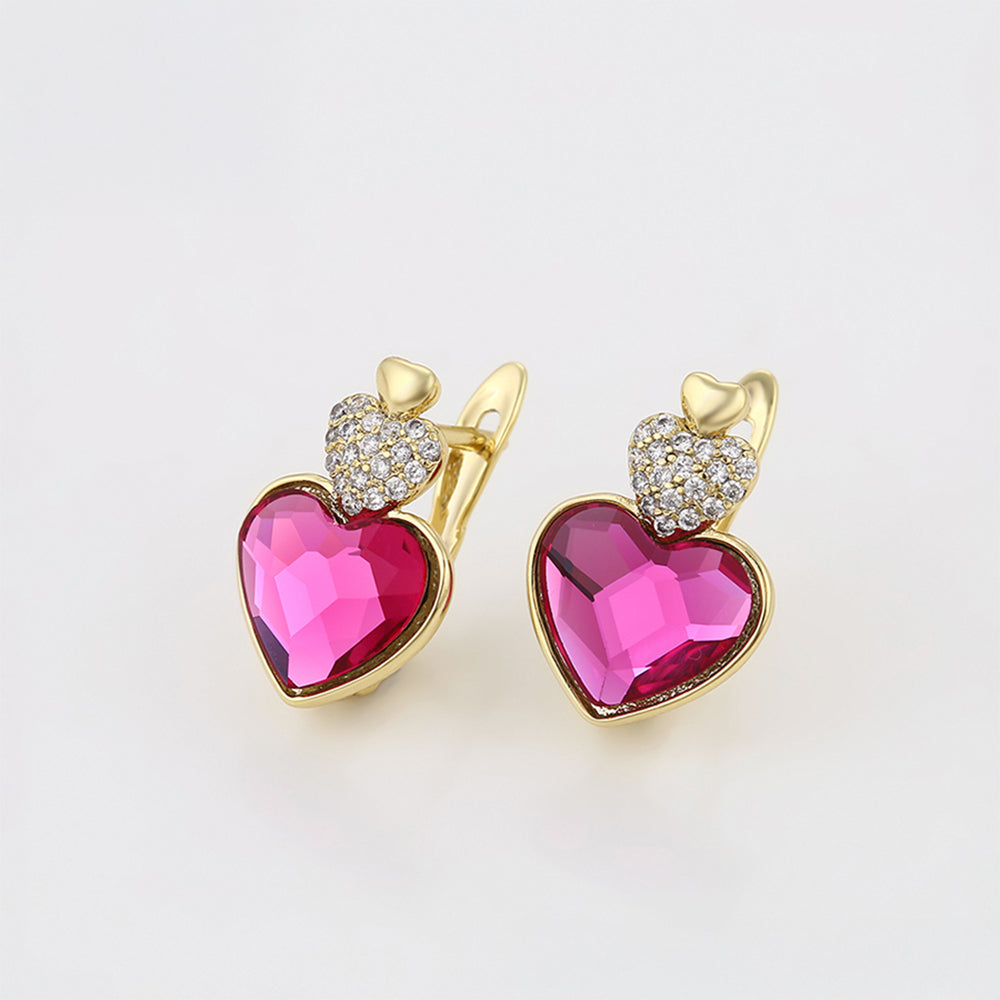 Pendientes de Aleación Bañado en Oro con Cristal Emporia® Rosa y Cristal Emporia® Blanco 6 