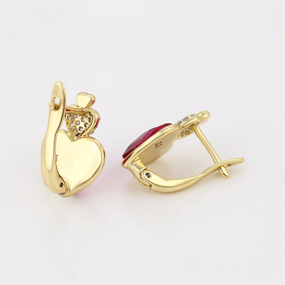 Pendientes de Aleación Bañado en Oro con Cristal Emporia® Rosa y Cristal Emporia® Blanco 7 