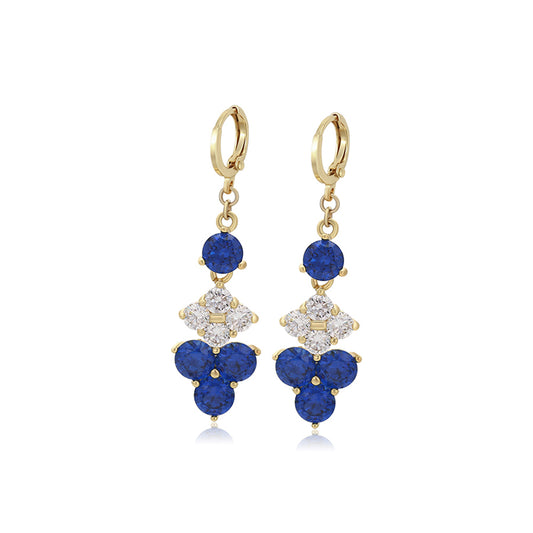 Pendientes de Aleación Bañado en Oro con Cristal Emporia® Azul y Cristal Emporia® Blanco