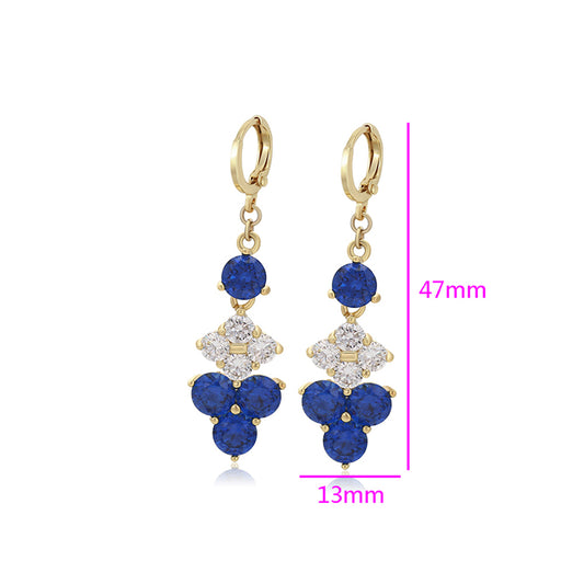 Pendientes de Aleación Bañado en Oro con Cristal Emporia® Azul y Cristal Emporia® Blanco