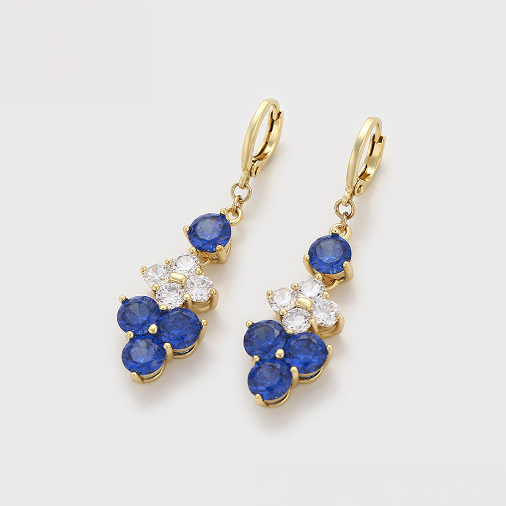 Pendientes de Aleación Bañado en Oro con Cristal Emporia® Azul y Cristal Emporia® Blanco