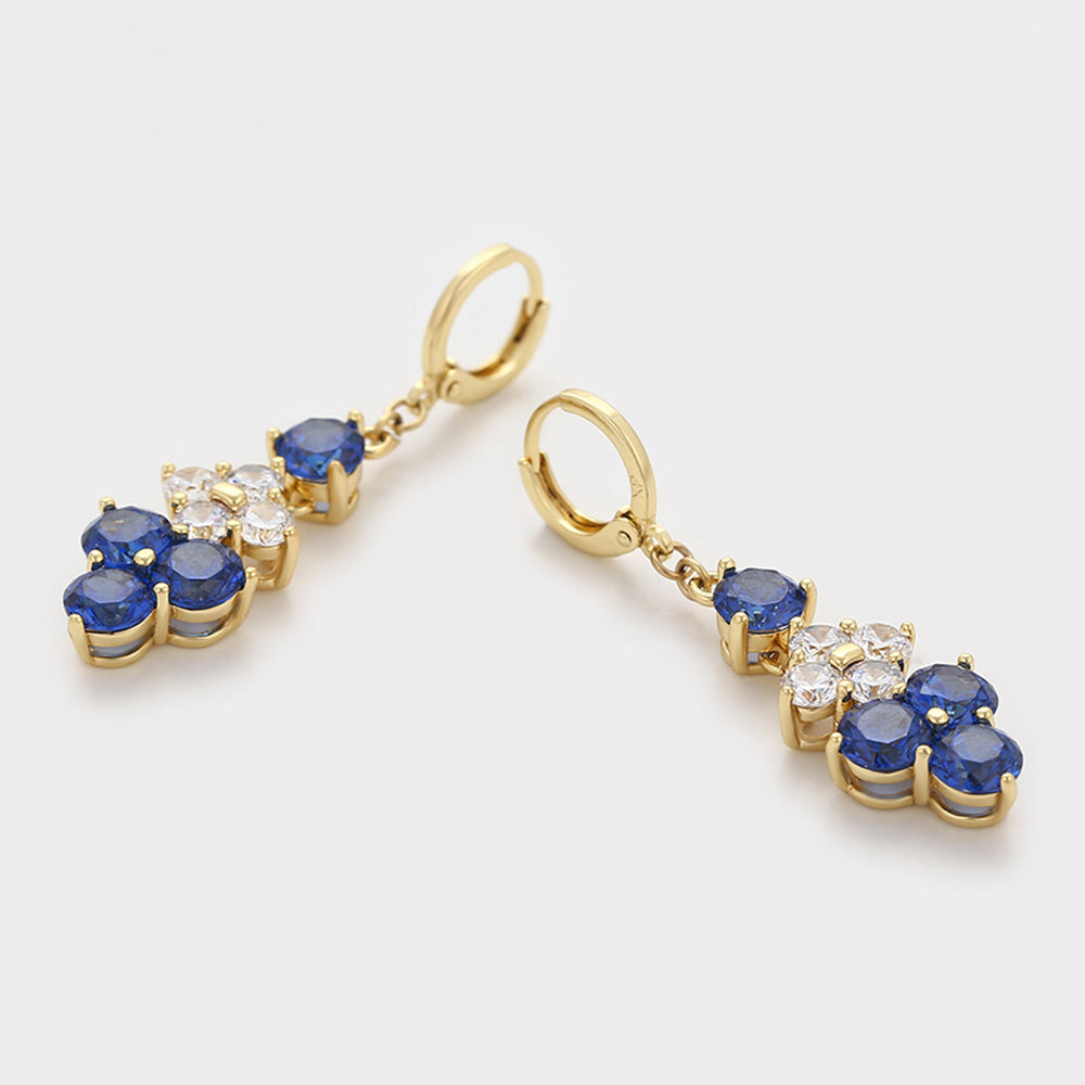 Pendientes de Aleación Bañado en Oro con Cristal Emporia® Azul y Cristal Emporia® Blanco 5 