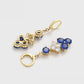 Pendientes de Aleación Bañado en Oro con Cristal Emporia® Azul y Cristal Emporia® Blanco