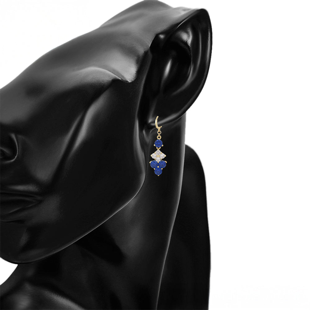Pendientes de Aleación Bañado en Oro con Cristal Emporia® Azul y Cristal Emporia® Blanco 8 