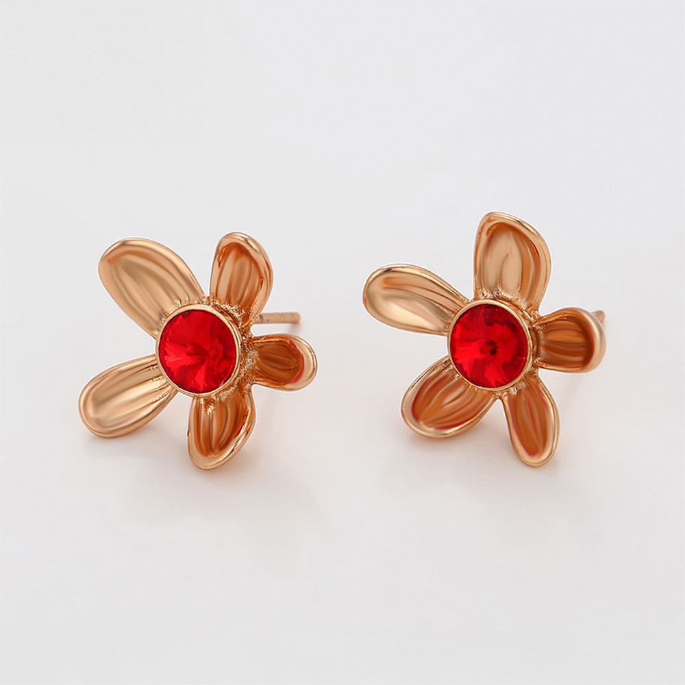 Pendientes de Aleación Bañado en Oro con Cristal Emporia® Rojo 4 
