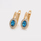 Pendientes de Aleación Bañado en Oro con Cristal Emporia® Azul y Cristal Emporia® Blanco