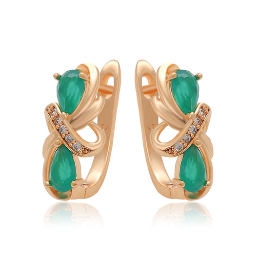 Pendientes de Aleación Bañado en Oro con Cristal Emporia® Verde