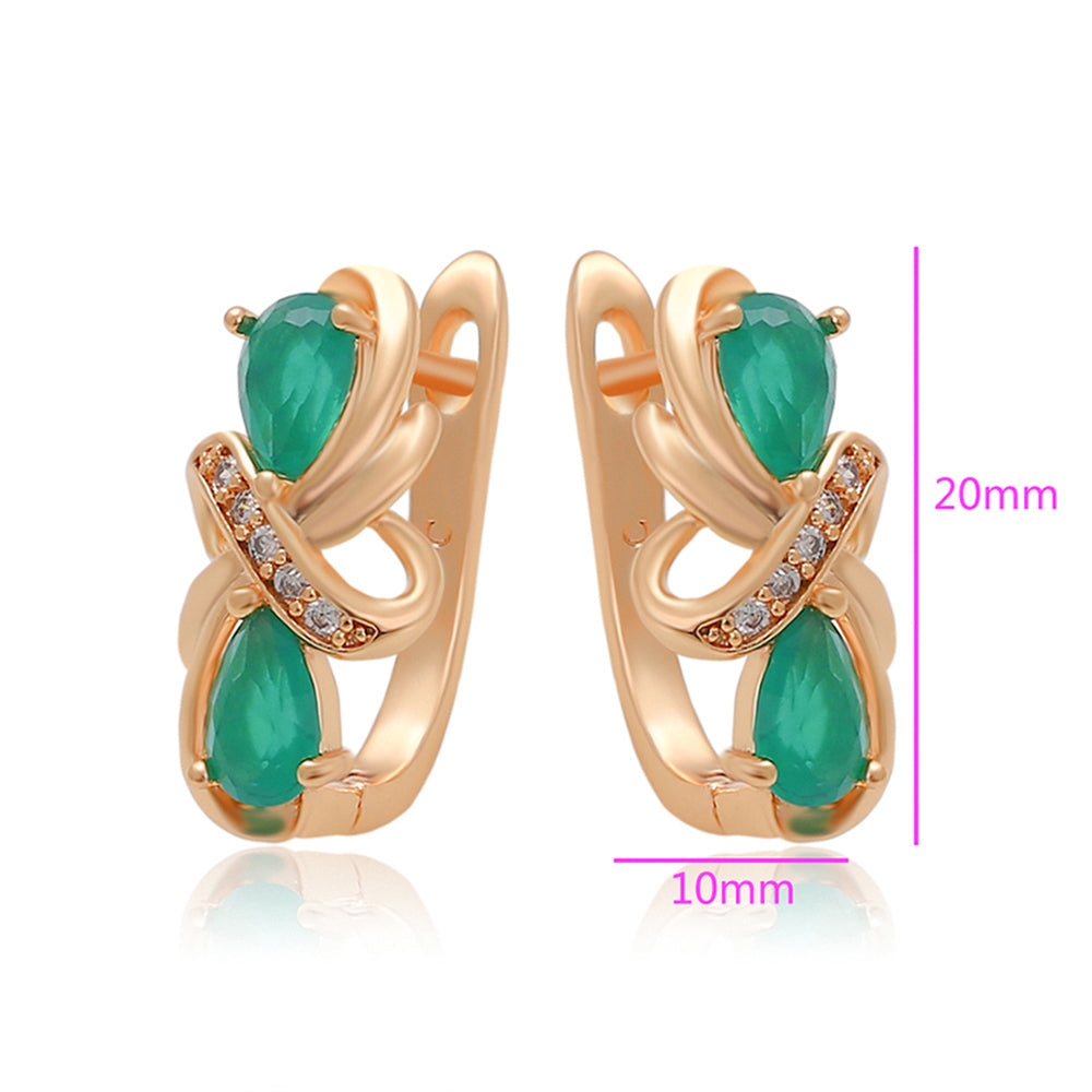 Pendientes de Aleación Bañado en Oro con Cristal Emporia® Verde 2 