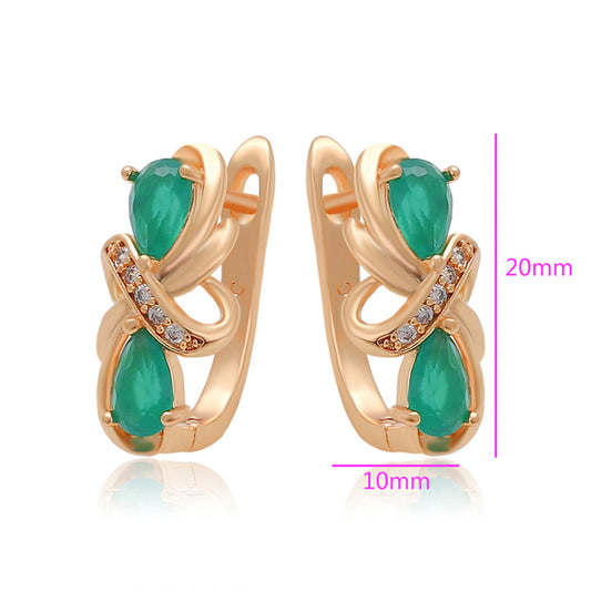 Pendientes de Aleación Bañado en Oro con Cristal Emporia® Verde