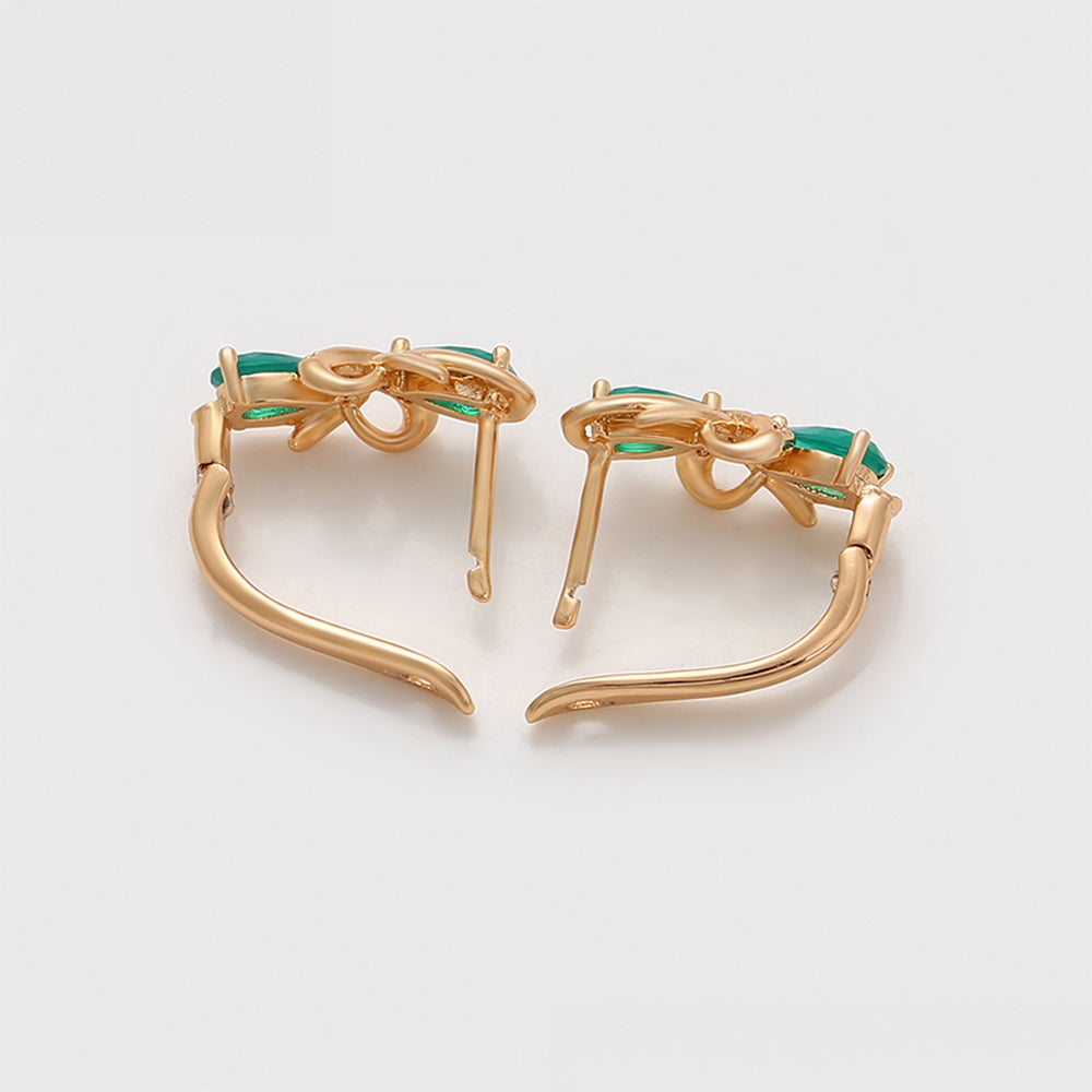Pendientes de Aleación Bañado en Oro con Cristal Emporia® Verde 3 