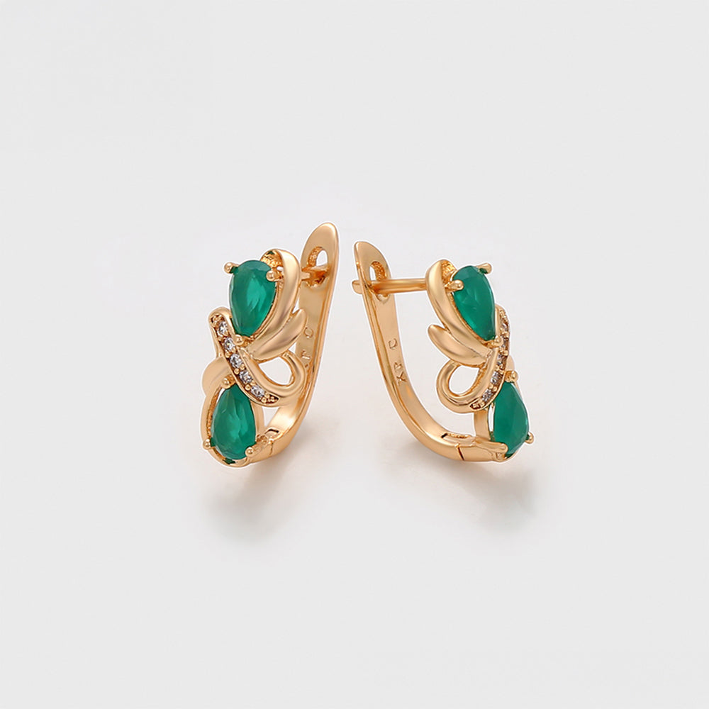Pendientes de Aleación Bañado en Oro con Cristal Emporia® Verde
