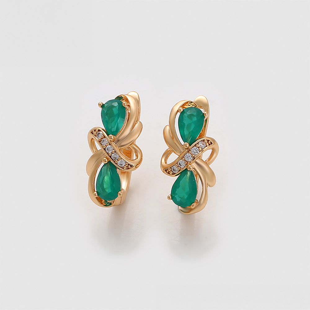 Pendientes de Aleación Bañado en Oro con Cristal Emporia® Verde 5 