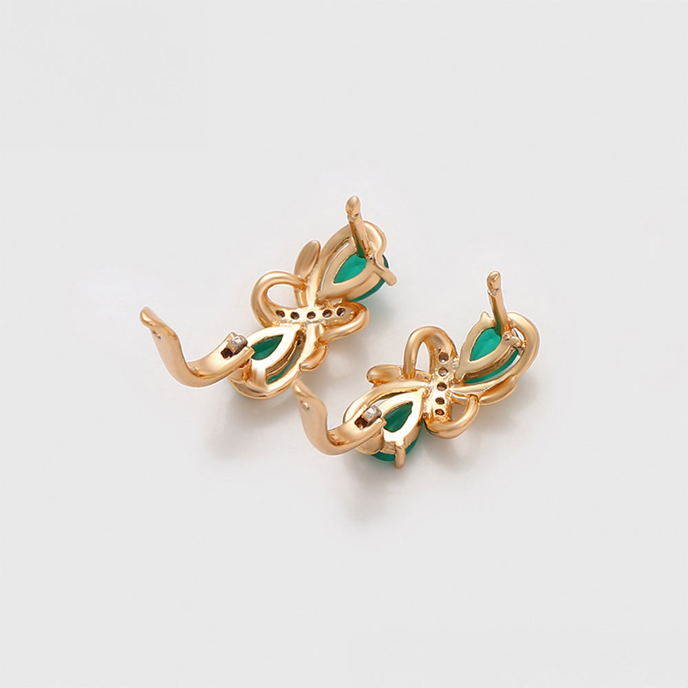 Pendientes de Aleación Bañado en Oro con Cristal Emporia® Verde