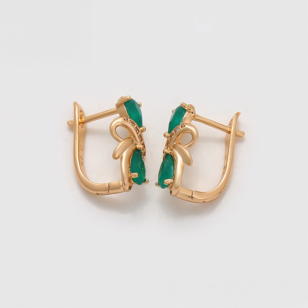 Pendientes de Aleación Bañado en Oro con Cristal Emporia® Verde 7 