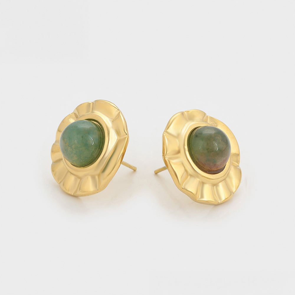 Pendientes de Aleación Bañado en Oro con Cristal Emporia® Verde 4 