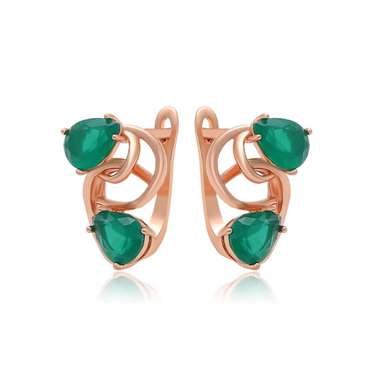 Pendientes de Aleación Bañado en Oro con Cristal Emporia® Verde