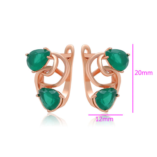 Pendientes de Aleación Bañado en Oro con Cristal Emporia® Verde