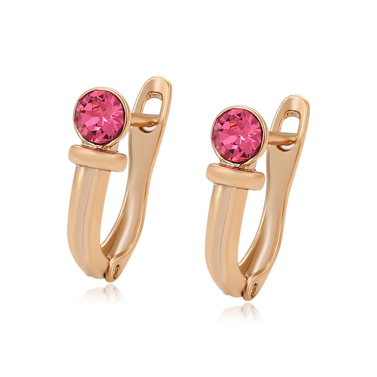 Pendientes de Aleación Bañado en Oro con Cristal Emporia® Rosa