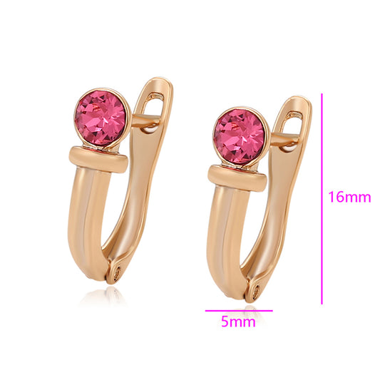 Pendientes de Aleación Bañado en Oro con Cristal Emporia® Rosa
