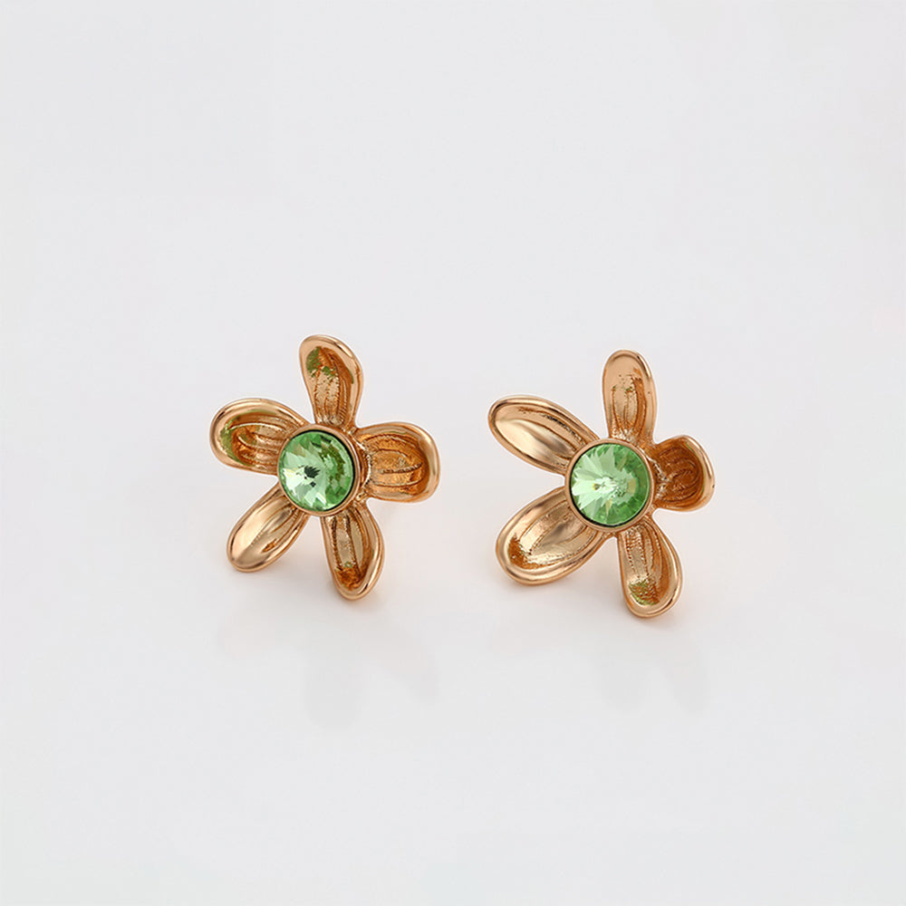 Pendientes de Aleación Bañado en Oro con Cristal Emporia® Azul 3 