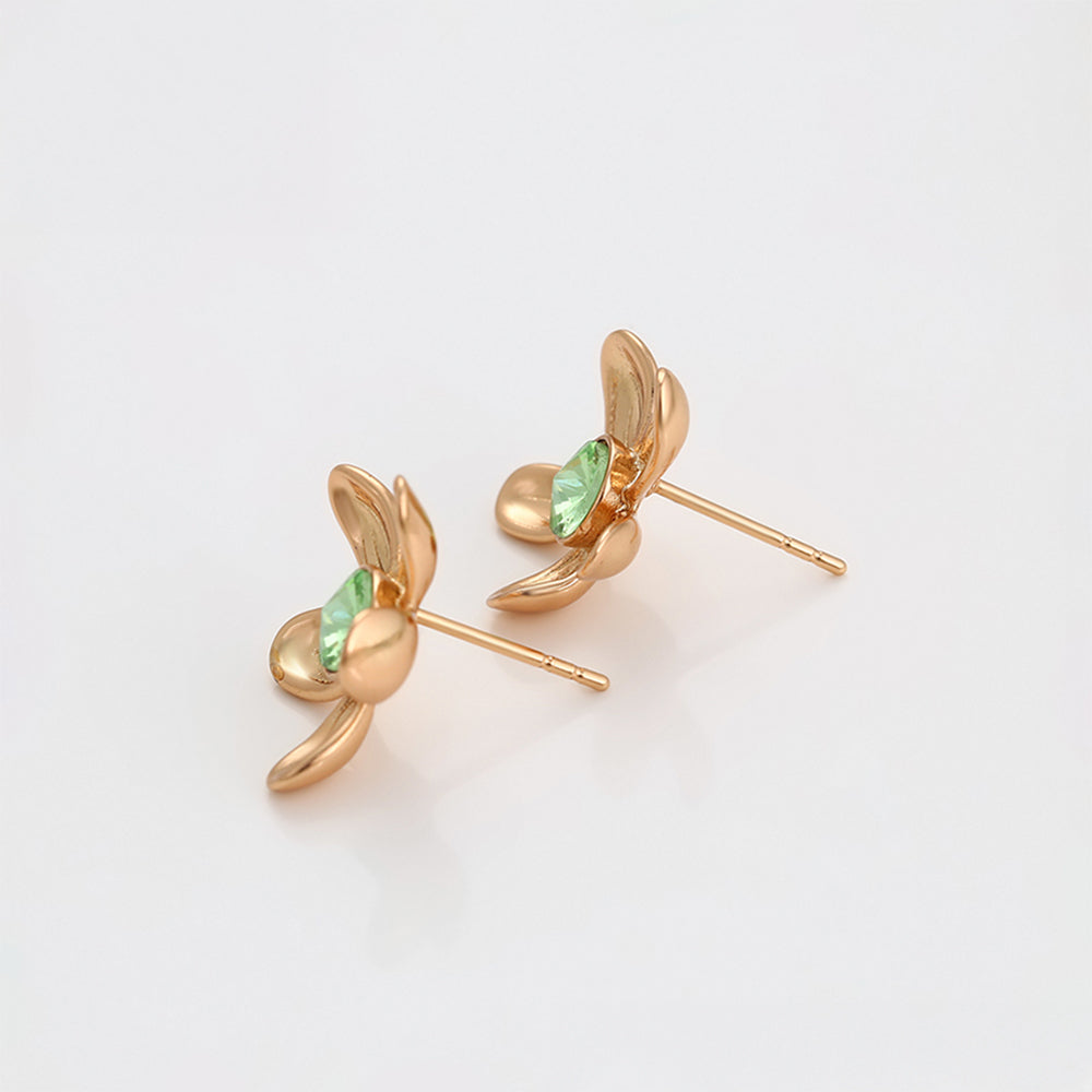 Pendientes de Aleación Bañado en Oro con Cristal Emporia® Azul 4 