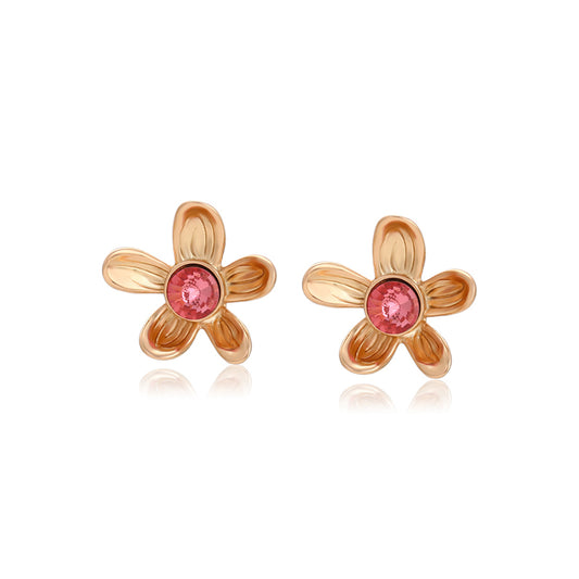 Pendientes de Aleación Bañado en Oro con Cristal Emporia® Rosa