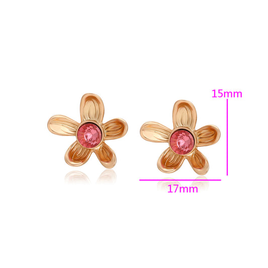 Pendientes de Aleación Bañado en Oro con Cristal Emporia® Rosa