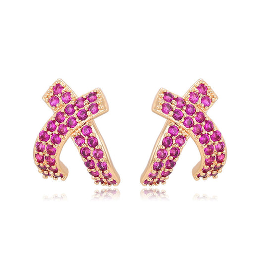Pendientes de Aleación Bañado en Oro con Cristal Emporia® Rosa