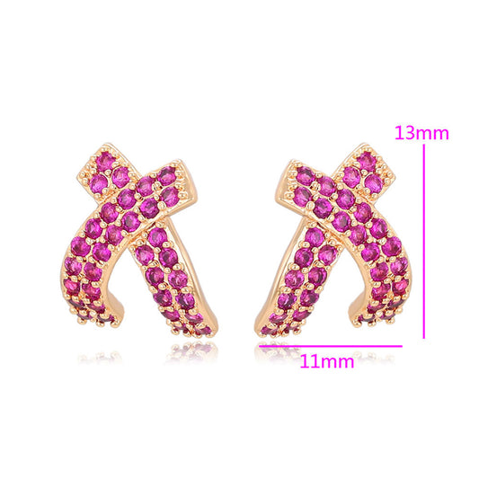 Pendientes de Aleación Bañado en Oro con Cristal Emporia® Rosa