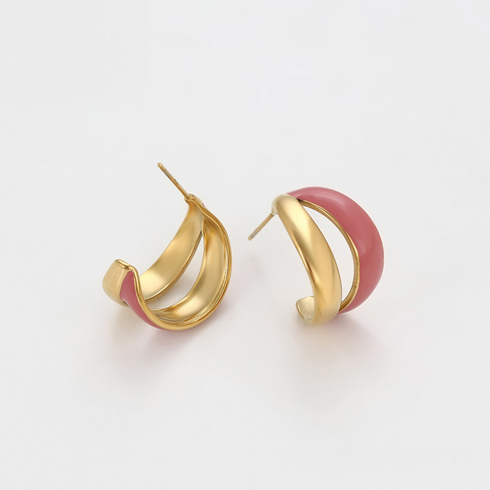 Pendientes de Aleación Bañado en Oro con Esmalte 5 