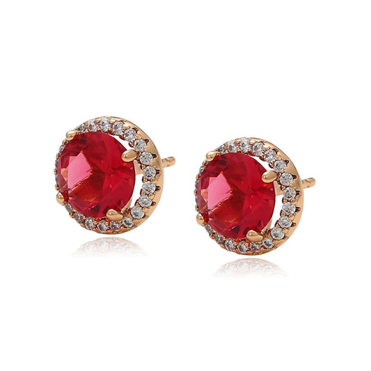 Pendientes de Aleación Bañado en Oro con Cristal Emporia® Rojo y Cristal Emporia® Blanco