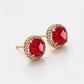 Pendientes de Aleación Bañado en Oro con Cristal Emporia® Rojo y Cristal Emporia® Blanco