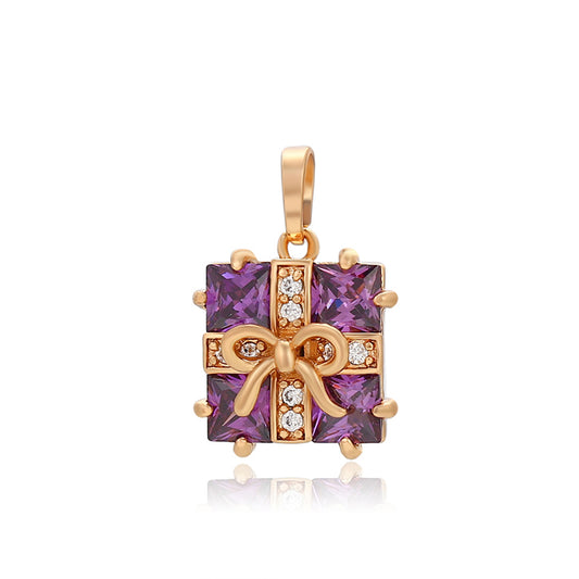 Colgante de Aleación Bañado en Oro con Cristal Emporia® Púrpura