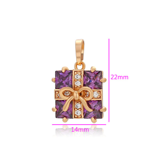 Colgante de Aleación Bañado en Oro con Cristal Emporia® Púrpura