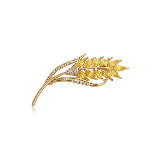 Broche de Aleación Bañado en Oro con Cristal Emporia® Blanco y Cristal Emporia® Amarillo