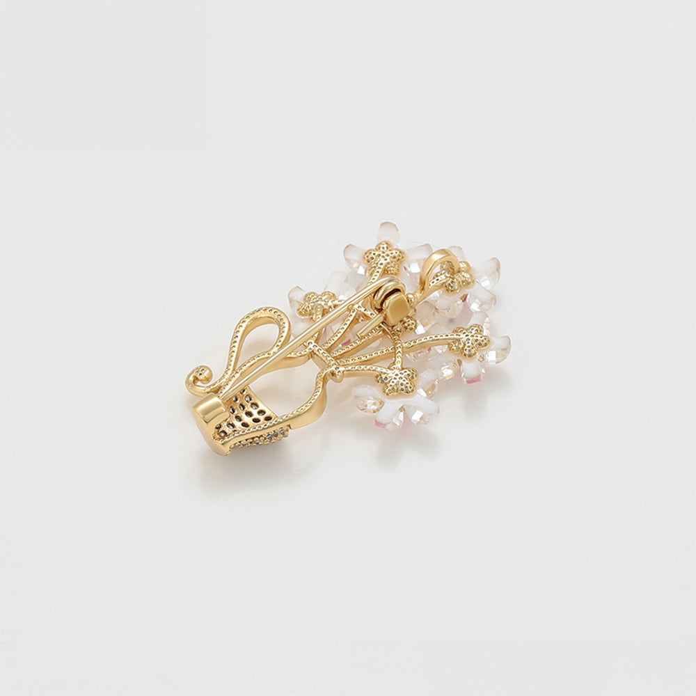 Broche de Aleación Bañado en Oro con Cristal Emporia® Rosa y Cristal Emporia® Blanco 5 