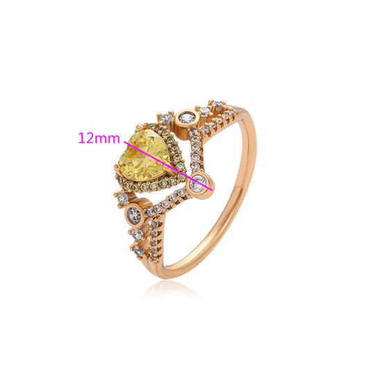 Anillo de Aleación Bañado en Oro con Cristal Emporia® Amarillo y Cristal Emporia® Blanco