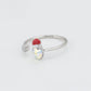Anillo de Aleación Bañado en Oro con Cristal Emporia® Rojo y Cristal Emporia® Blanco
