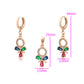Conjunto de Aleación Bañado en Oro con Cristal Emporia® Rojo y Cristal Emporia® Verde ( Pendientes +Colgante )