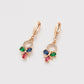 Conjunto de Aleación Bañado en Oro con Cristal Emporia® Rojo y Cristal Emporia® Verde ( Pendientes +Colgante )