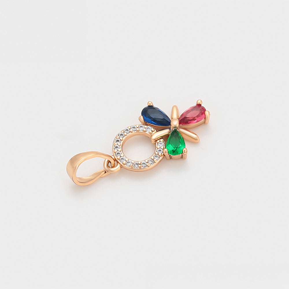 Conjunto de Aleación Bañado en Oro con Cristal Emporia® Rojo y Cristal Emporia® Verde ( Pendientes +Colgante ) 10 