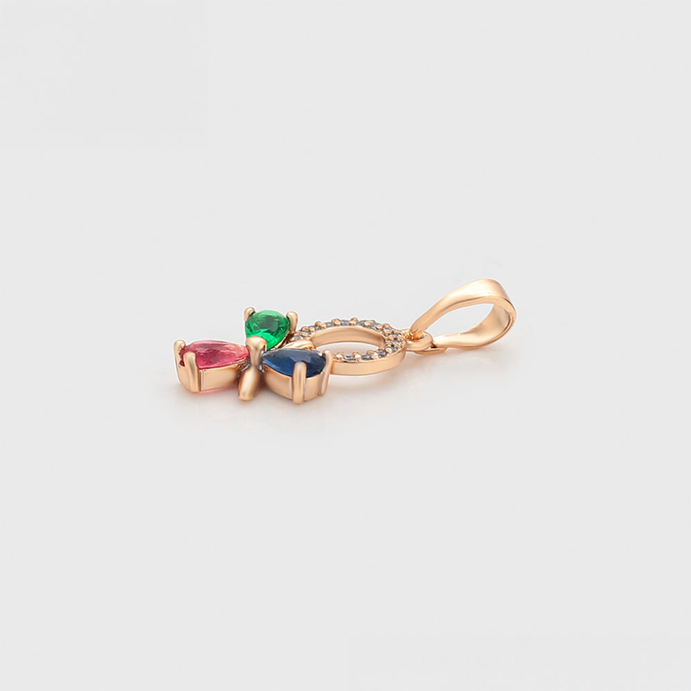 Conjunto de Aleación Bañado en Oro con Cristal Emporia® Rojo y Cristal Emporia® Verde ( Pendientes +Colgante )