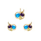 Conjunto de Aleación Bañado en Oro con Cristal Emporia® Azul y Cristal Emporia® Blanco ( Pendientes +Colgante )