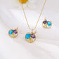 Conjunto de Aleación Bañado en Oro con Cristal Emporia® Azul y Cristal Emporia® Blanco ( Pendientes +Colgante )