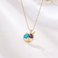 Conjunto de Aleación Bañado en Oro con Cristal Emporia® Azul y Cristal Emporia® Blanco ( Pendientes +Colgante )