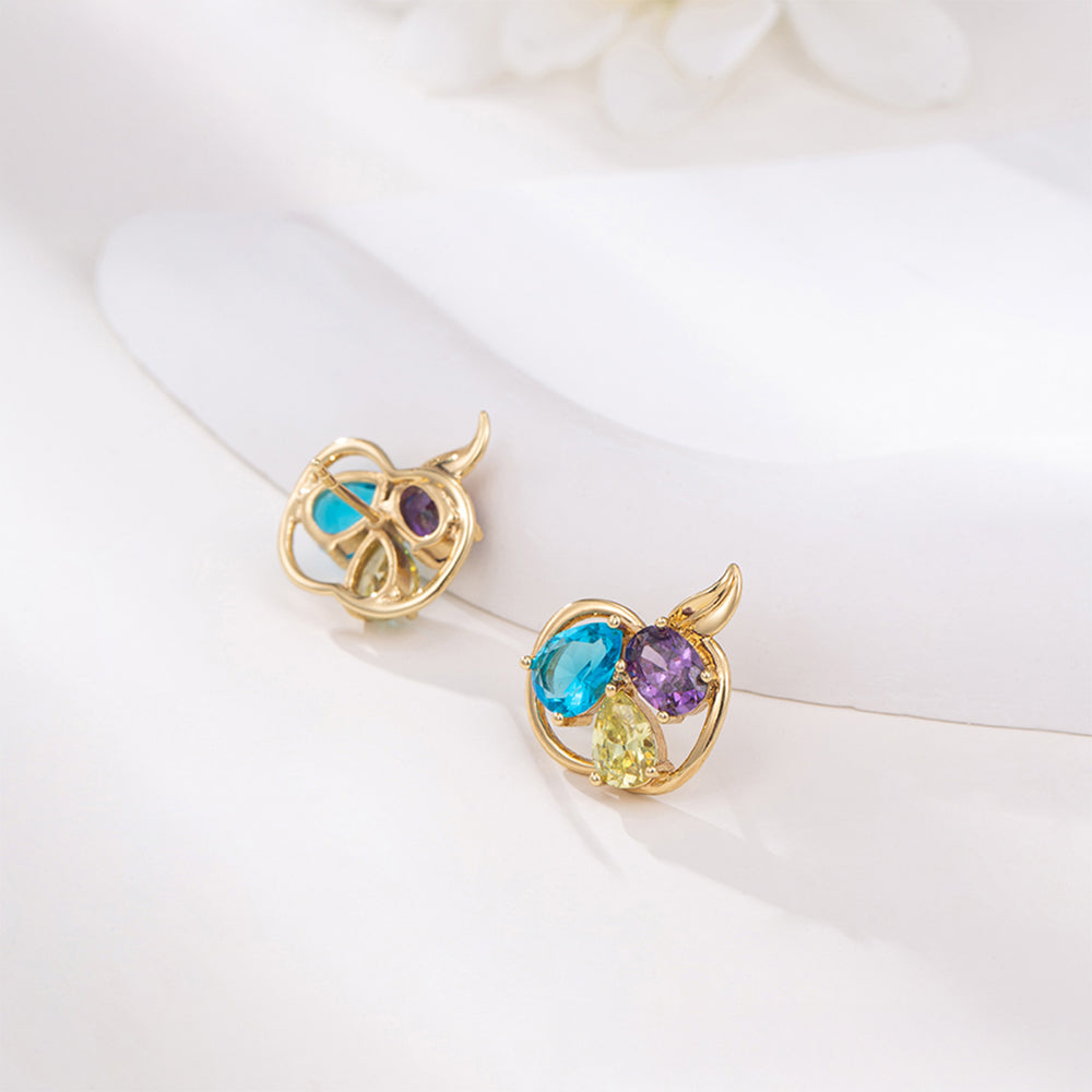 Conjunto de Aleación Bañado en Oro con Cristal Emporia® Azul y Cristal Emporia® Blanco ( Pendientes +Colgante ) 6 