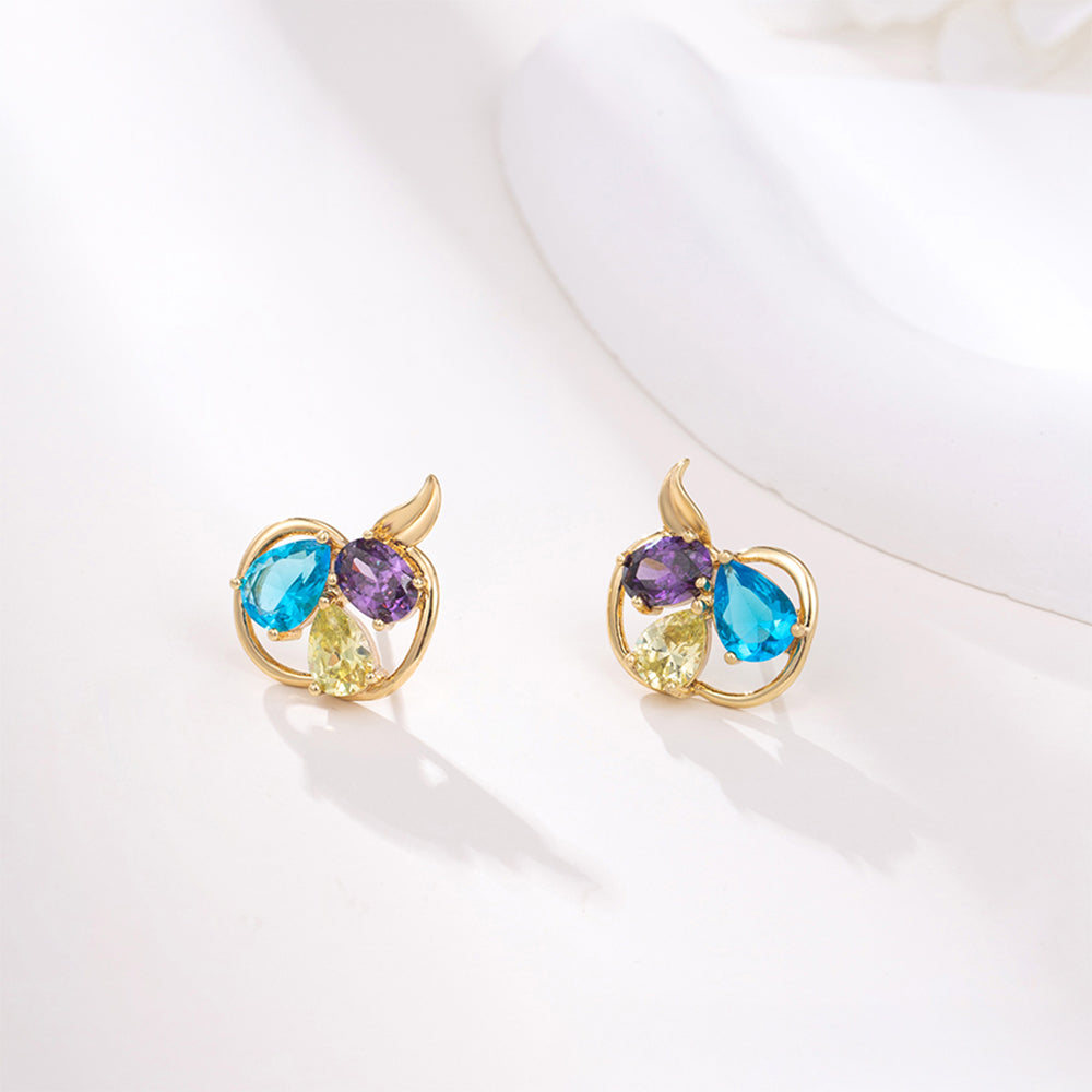 Conjunto de Aleación Bañado en Oro con Cristal Emporia® Azul y Cristal Emporia® Blanco ( Pendientes +Colgante ) 7 